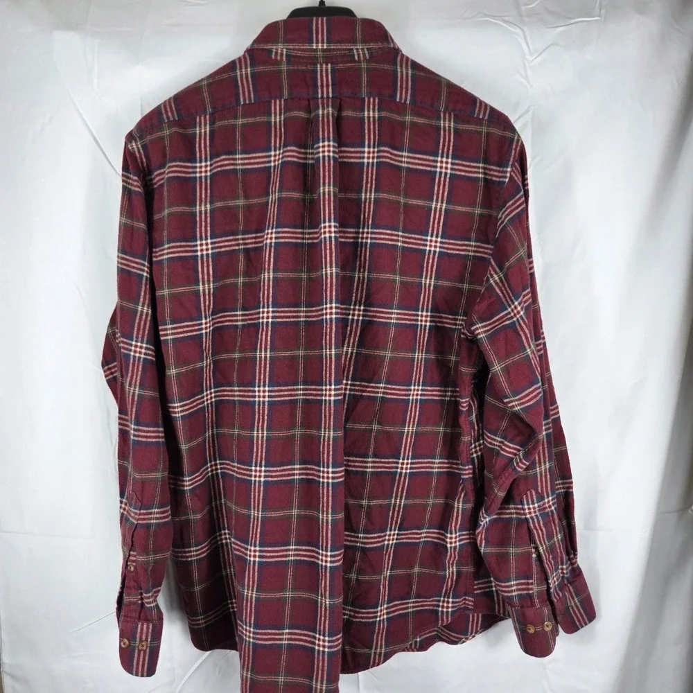 Brooks Brothers Regent Plaid Button Down Shirt Mens XL Burgundy Cotton Flannel